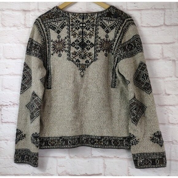 Invisible World 100% Alpaca V-Neck Sweater Large Hand Loomed Juneau Alaska - Picture 2 of 11